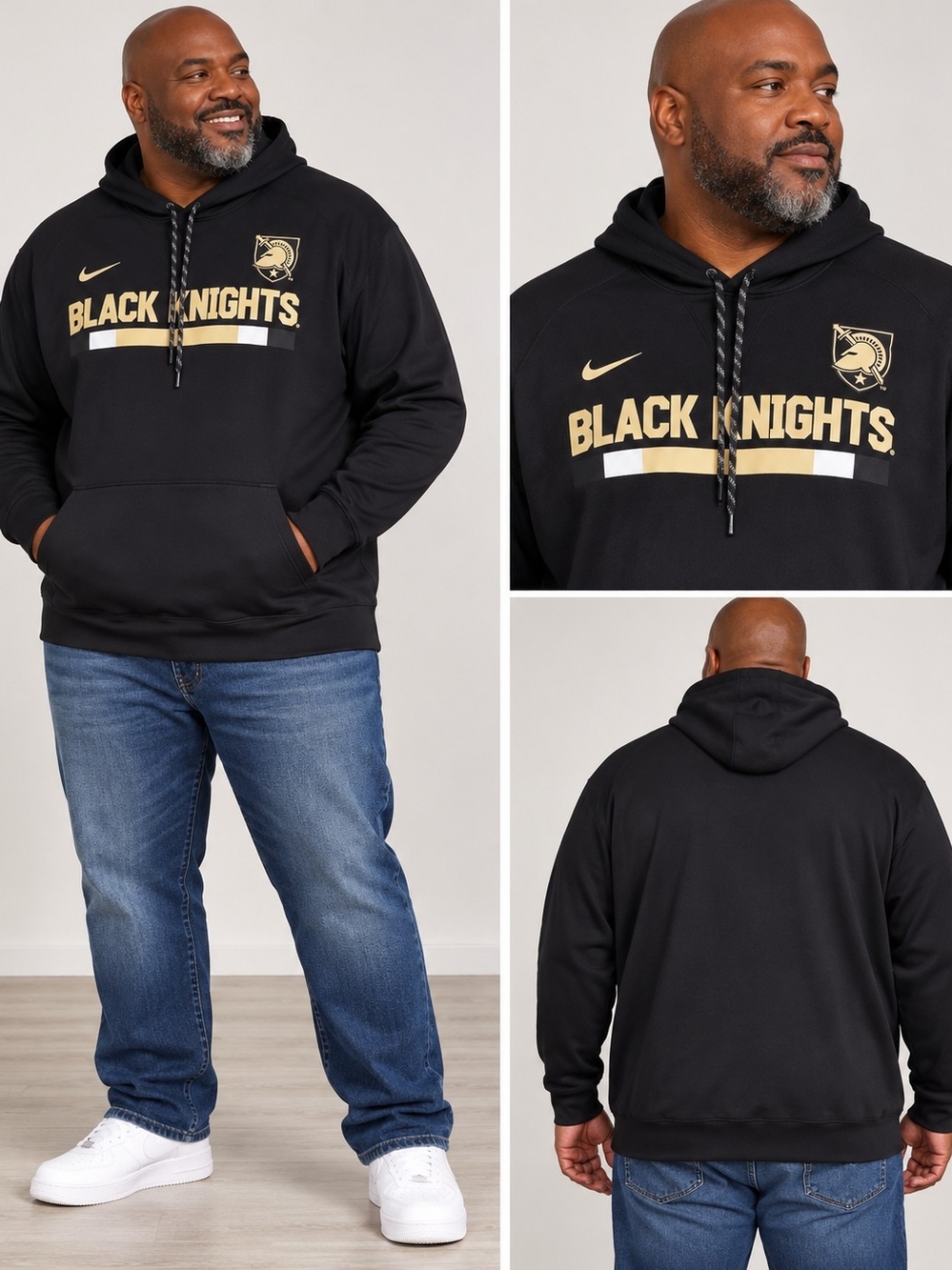 Nike Army Black Knights Dri-FIT XL Black Gold Pullover Hoodie West Point